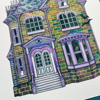 Haunted House Watercolour Print, 4 of 4