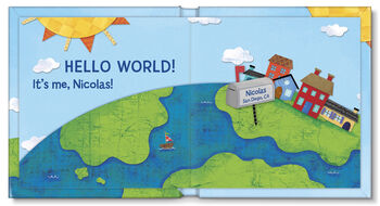 Personalised Children's Book, Hello World! Blue Cover, 3 of 11