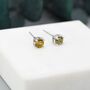 Sterling Silver Natural Raw Yellow Tourmaline Stone Stud Earrings, thumbnail 3 of 12