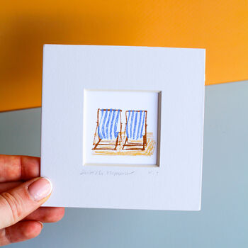 British Summer Beach Chairs Mini Art Print, 4 of 9