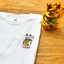 Lucky Cat Embroidered T Shirt, thumbnail 2 of 7