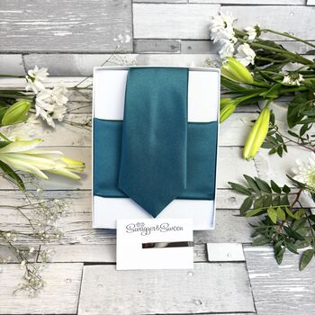 Blue Teal Wedding Tie Set, 8 of 10