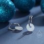 Sterling Silver Dangling White Jade Donut Hoop Earrings, thumbnail 1 of 12