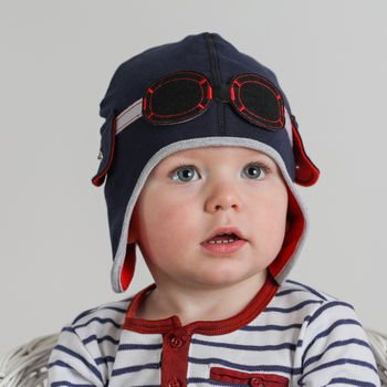 Baby's Pilot Hat With Goggles Navy, 2 of 4