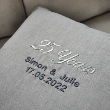 Personalised Silver Anniversary Embroidered Cushion, 9 of 10