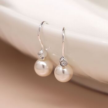 Sterling Silver Pearl Drop Earrings, 2 of 11