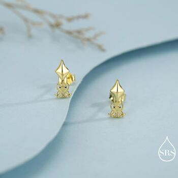Squid Stud Earrings In Sterling Silver, 6 of 12