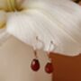 Red Agate Pomegranate Seed Sterling Silver Earrings, thumbnail 6 of 8