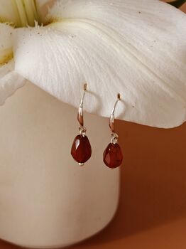 Red Agate Pomegranate Seed Sterling Silver Earrings, 6 of 8