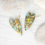 Ancient Forest Heart Hoop Opal Polymer Clay Dangly Earrings, thumbnail 3 of 5