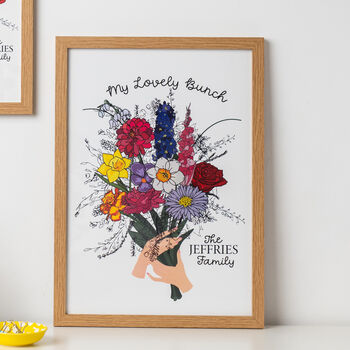 Birth Flower Family Bouquet Framed Or Unframed Print, 4 of 6