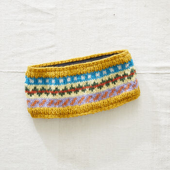 Fair Trade Fair Isle Earwarmer Headband Lined Eco Wool, 6 of 10