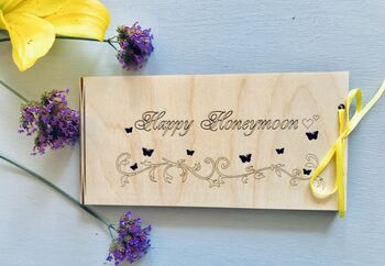 Happy Honeymoon Wooden Money Gift Envelope, 3 of 3