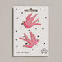 Set Of Two Pink Swallow Iron On Patches, thumbnail 1 of 4