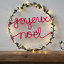 Joyeux Noël Holly Fairy Light Wreath, thumbnail 2 of 3