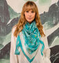 Japanese Vintage Pine Needles Teal And Ivory Silk Scarf, thumbnail 1 of 5