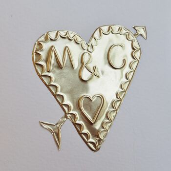 Handmade Personalised Gold Foil Engagement Heart Card, 7 of 11