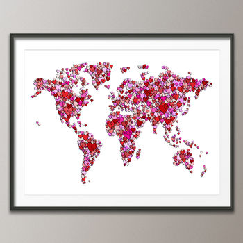 Love Hearts World Map Print, 8 of 9