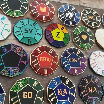 Customisable Dice D12 Enamel Pins, 3 of 6