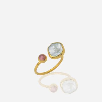 Double Natural Gemstone Adjustable Sterling Silver Ring, 5 of 5