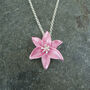 Lily Pink Star Gazer Flower Pendant Necklace, thumbnail 2 of 3
