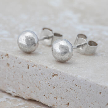 Recycled Sterling Silver Nugget Stud Earrings, 2 of 8