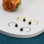 Genuine Black Onyx Huggie Hoop Earrings, thumbnail 2 of 11