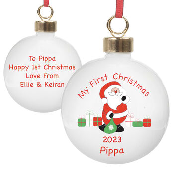 Personalised Santa With Presents Bauble, 6 of 6