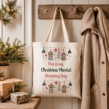 Christmas Market Shopping Tote Bag Gift, 5 of 6