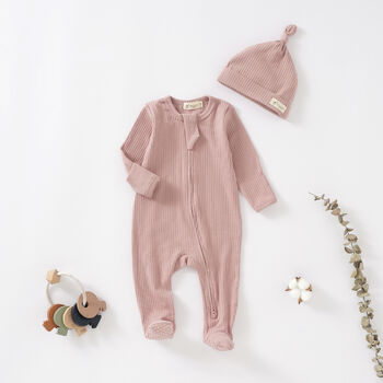 Tiny Alpaca Organic Cotton Baby Sleepsuit And Hat, 3 of 9