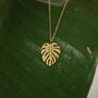 18 K Gold Monstera Leaf Pendant Necklace, thumbnail 2 of 6