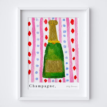 Champagne Bottle Art Print Kitchen Poster, 6 of 7