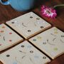 Smiley Face Dots And Lines Ceramic Coasters, thumbnail 1 of 7
