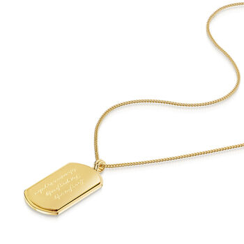 Large Dog Tag With Plate 18 K Gold Plated Steel, 6 of 6