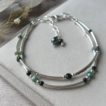 Tourmaline Silver Double Stranded Bracelet, 2 of 5