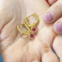 Square Huggie Earrings With Birthstone Detail, thumbnail 2 of 8