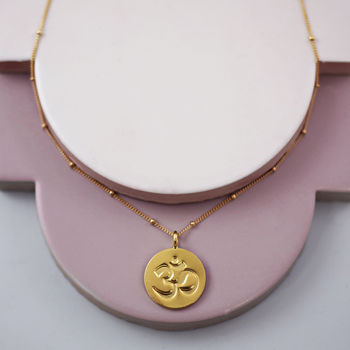 24 K Plated Gold Om Necklace, 2 of 4