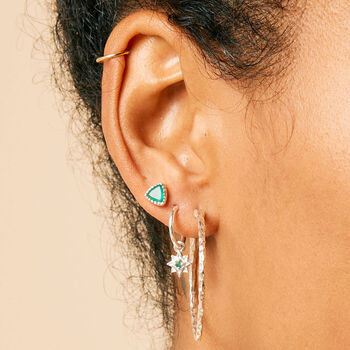 Trillion Green Onyx Silver Stud Earrings, 6 of 9