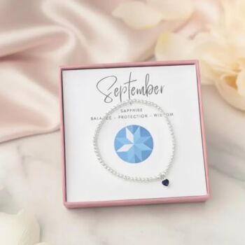 Sterling Silver September Heart Birthstone Sapphire Bracelet Gift For Her, 3 of 10