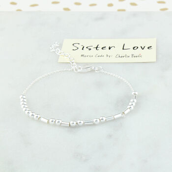 Sister Love Sterling Silver Morse Code Chain Bracelet, 3 of 10