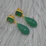 Green Onyx Gold Plated Sterling Silver Drop Earrings, thumbnail 5 of 9