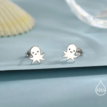 Sterling Silver Octopus Stud Earrings, 4 of 12