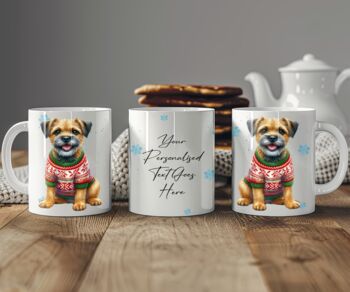 Personalised Border Terrier In Christmas Jumper Mug, 2 of 2