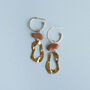 Groovy Brass Drop Hoop Earrings With Colourful Clay Charm, thumbnail 4 of 10