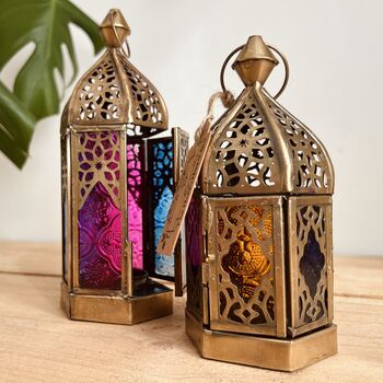 Moroccan Style Gold Glass Lantern T Light Holder, 10 of 12