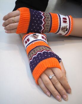 Christmas Patterned Themed Fingerless Gloves, 3 of 3
