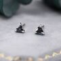 Trillion Cut Mystic Black Cz Stud Earrings, thumbnail 5 of 12