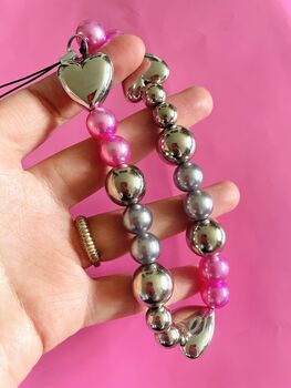 Large Metallic Hearts Mobile Phone Charm Strap, 2 of 5