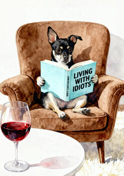 Your Own Dog Reading Book Wall Art Print, Customise Colours And Book Title, 9 of 12