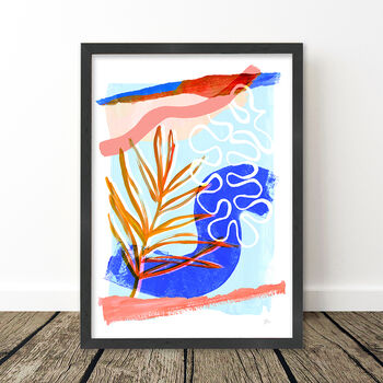 Blue Abstract Leaf Art Print, 11 of 12